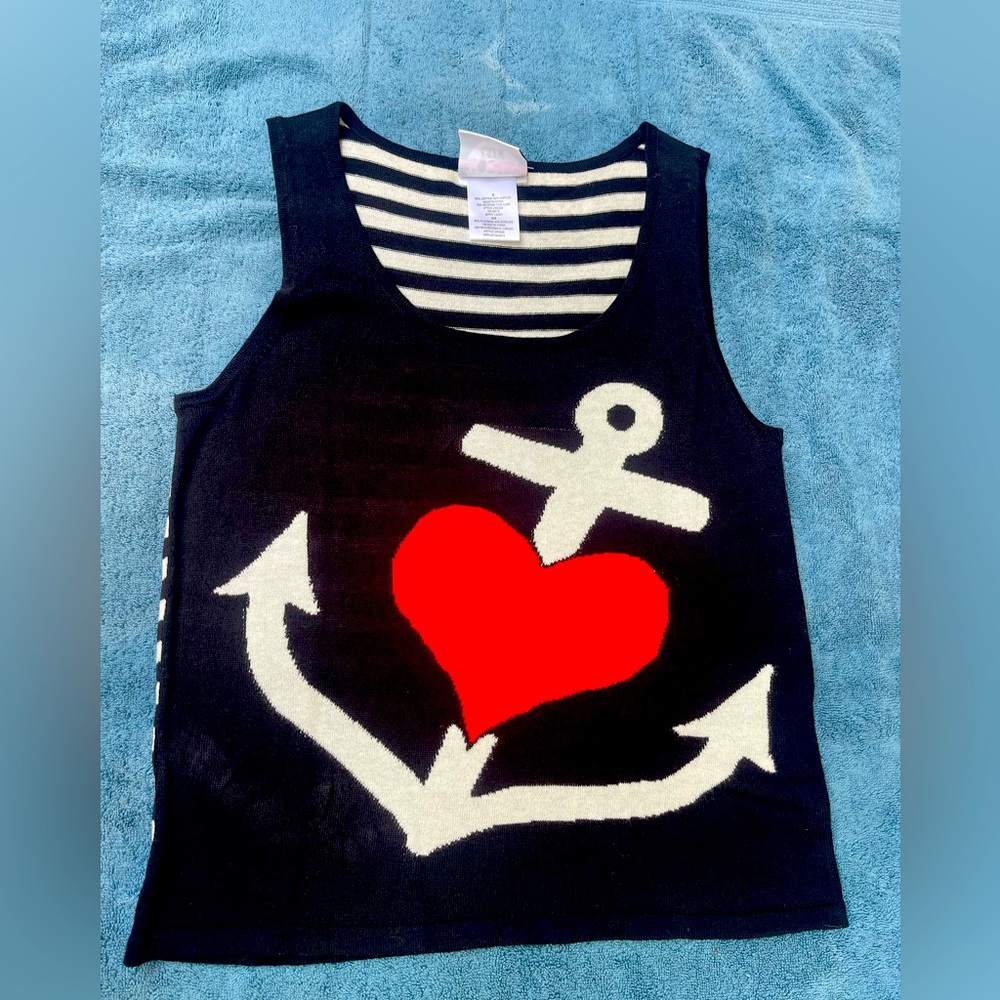 Nautical Black and White Striped Top size S 
Size Small Juniors New With Tags